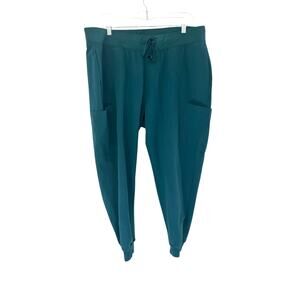 Mandala Women's Caribbean Blue  9 Pocket Joggers Scrub Pants‎ Size XL Petite